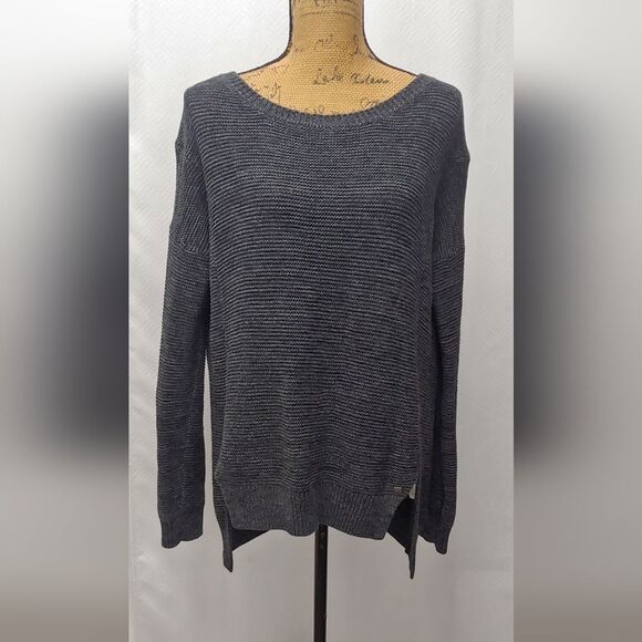 Monk & Lou Zipper Back Cotton Oversized Sweater Sz M Gray - Picture 1 of 11